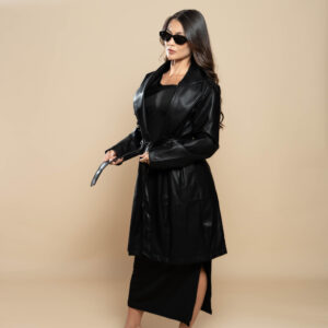 Gabardina Negra de Cuerina