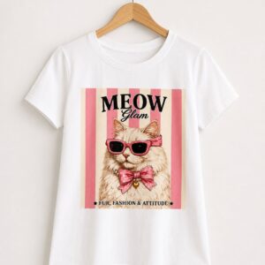Camiseta Blanca Estampado Gatito r