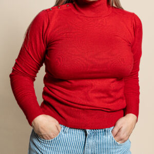 Blusa roja manga larga cuello tortuga