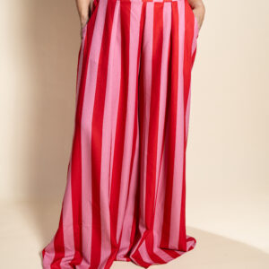 Pantalón Pierna Ancha Rayas Rojo/Rosado