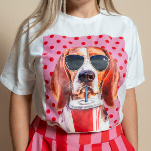 Camiseta Blanca Estampado Perritos