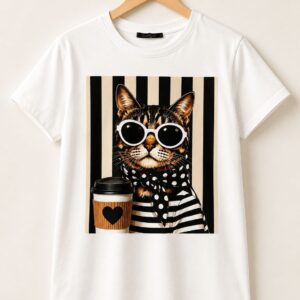 Camiseta Blanca Estampado Gatito